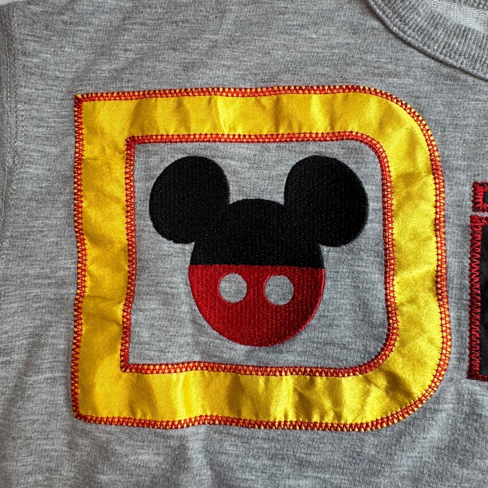 Disney Parks Walt Disney World Gray Sweatshirt Mickey Mouse Spellout Applique S - Picture 6 of 6